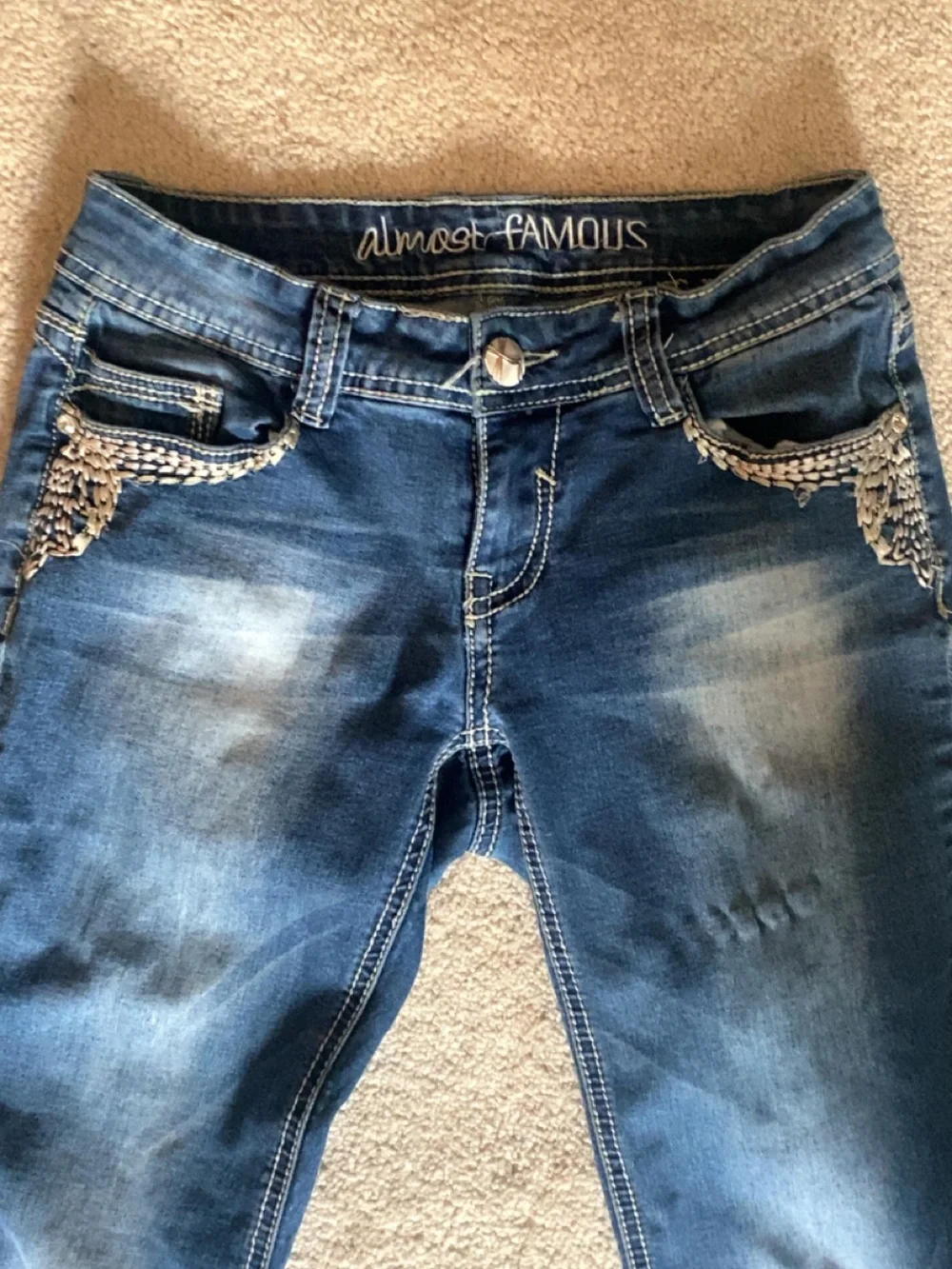 Almost Famous Blue Skinny Jeans with Pocket Embellishments